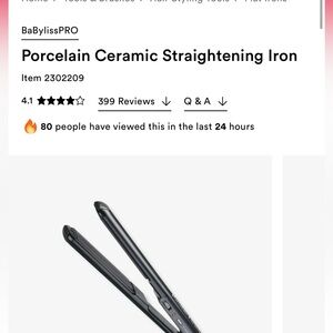BaBylissPROPorcelain Ceramic Straightening Iron - Black